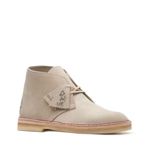 Clarks Womens Desert Boot Ankle Boots Sand Suede Embossed | UK-6587491